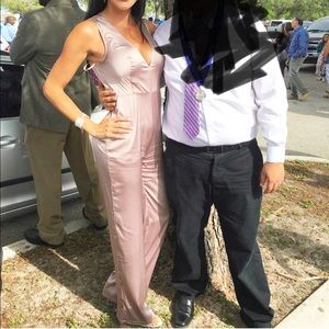 Abbys by Abby Lavender Neck Plunge Jump Suit